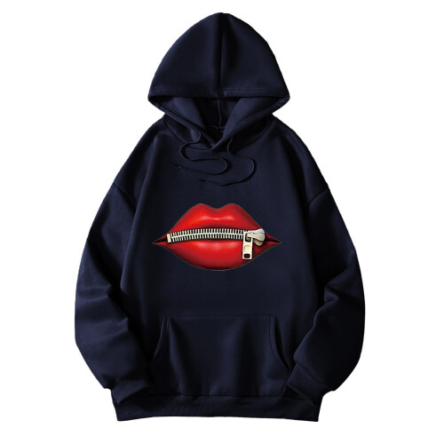 Γυναικεία oversized casual φούτερ με κουκούλα, φαρδιά γραφικά φούτερ, με στρογγυλή