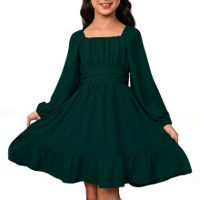 Kids Girls Casual Dress Sleeveless Waist Tie Ruffled Backless Elegant Fashion Solid Color Dresses Vacation Dresses For Girl 2025 8-9 Years