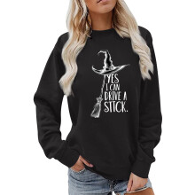 Womens Casual Swearshirts Halloween Letter Printed Loose Fit Versatile Long Sleeve Comfortable Pullover Trendy Pullover Tops For Women