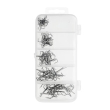 BE-TOOL 50PCS Carbon Steel Treble Fishing Hooks 2# 4# 6# 8# 10# Carbon Steel Fishing Hooks Set Black