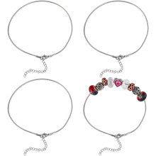 Silver Snake Chain Charm Bracelets with Lobster Clasp 12 pcs