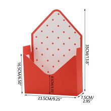 Flower Envelope Box for Bouquets & Cards – V-Flap, Red Folding Basket, Compatible with Valentine’s, Wedding, Mother’s Day