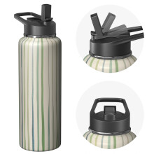 40oz Plants Themed Inspired Triple Walled Insulated Pro Elite Bottle Stainless Steel With Straw Leak Proof