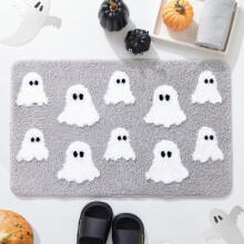 Spooky Halloween Doormat Durable Outdoor Welcome Mat with Ghost Pattern, Non-Slip 15.7x23.6 Inch Holiday Decor for Porch & Doorstep