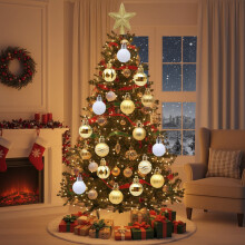 36PCS Christmas Ornaments Set – Painted Shiny & Matte Baubles, Holiday Tree Decor, Festive Party Decor, Gift Box – Compatible with All Tree Sizes