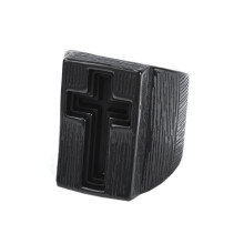 Men's Stainless Steel Christian Cross Signet Ring Size 10