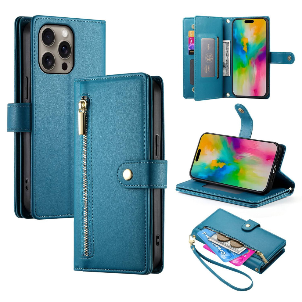 Wallet Leather Phone Case For Compatible With Iphone 15 Pro Max 15Plus 15Pro Multi Card Zipper Phone Case 9489952800523