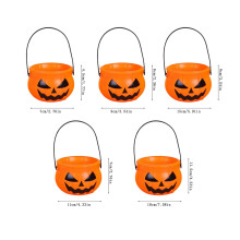 Plastové vedierka na cukríky z tekvice na Halloween, 5 ks