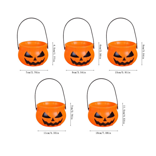 Κουβάδες με γλυκά από κολοκύθα για το Halloween, πλαστικά 5 τεμάχια