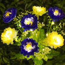 Blue Solar-Powered Lotus Flower Lights, Waterproof Outdoor LED Ground Stake with Auto On/Off Sensor, Compatible with Garden Pathways & Lawns