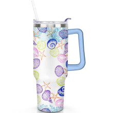 40 oz Starfish Tumbler with Handle, Flip Straw Lid, Vacuum-Insulated, Leak-Proof Stainless Steel Cup – Compatible with Starbucks Sipper