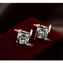 Elegant 925 Silver Stud Earrings Women Cubic Zirconia Delicate Jewelry Gifts A Pair/set-Gold