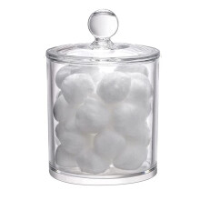 Pote dispensador de plástico transparente de 1,18 litro (40 oz) para algodão, cotonetes, discos de algodão e fio dental – Organizador para