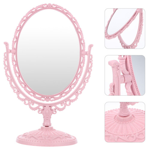 Oval Pink Vanity Mirror for Makeup 2X Magnification