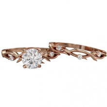 2-teiliges Verlobungsring-Set für Paare, Damen und Herren, 925er Sterlingsilber, AAA Zirkonia, Roségold