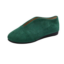 Damesko med spids tå og slip-on, sideudskæring, flad sål, plus size, flockmateriale – kompatibel med US7.5