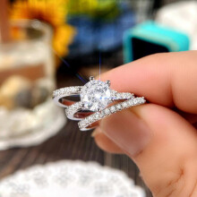 3-teiliges Verlobungsring-Set für Paare, Damen und Herren, 925er Sterlingsilber, AAA Zirkonia, Liebesring, Heiratsantragsring