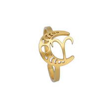 Women's Stainless Steel 12 Celestial Sign Constellation Geometric Moon Hollow Rings Gifts for Birthday Open Rings Gold Aries Adjustable