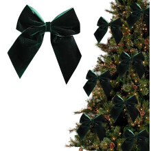 12-Pack Vintage Green Velvet Bows for Christmas Trees, Wreaths, Garlands & Gift Wrapping – 7in Decorative Ornaments