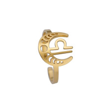 Women's Stainless Steel 12 Celestial Sign Constellation Geometric Moon Hollow Rings Gifts for Birthday Open Rings Gold Libra Adjustable