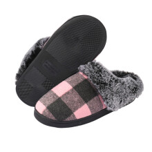 Damen-Winterpantoffeln aus Plüsch, rutschfest, runde Zehenpartie, dicke Sohle, Rosa, EU 38 (US 7–8), 3 cm Absatz