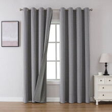 Light Gray Linen Window Drapes 87x160cm, Blackout Curtains with Grommets, Easy Install – for Bedroom & Living Room