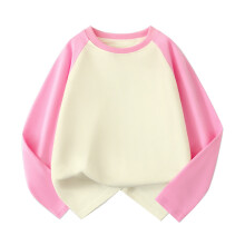 Småbarnsgensere Raglan Ensfarget Langermet Komfortabel Rundhals Pullover Topper for Gutter Termiske Uformelle T-skjorter Z02-Rosa4-5År