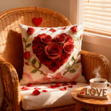 Housse de coussin pour la Saint-Valentin avec fermeture éclair invisible, 45 cm (17,7 pouces).