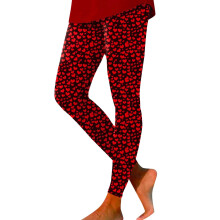 Women's High-Waist Fleece-Lined Leggings XXL Red