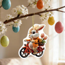 Pendentif lapin de Pâques en acrylique pour décoration de sapin et étiquettes cadeaux