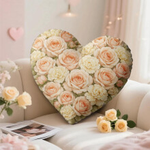 Coussin décoratif en forme de cœur à motif floral 45 x 45 cm