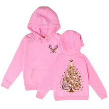 Sweat à capuche rose sapin de Noël pour enfants (9-10 ans)