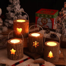 Gold Taper Candle Holder Christmas Wooden Candlestick Aromatic Candle Cup Holiday Gift Candlelight Dinner Decoration Christmas Decoration