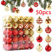 Décorations de sapin de Noël en plastique rouge et or, 4 cm (1,57 pouce)