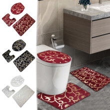 Ensemble de tapis de salle de bain gris 3 pièces antidérapant et absorbant