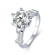 925 Sterling Silver Moissanite Ring for Women 2 Carat D