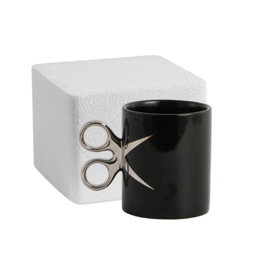 Mug en céramique plaquée or et argent avec anse texturée