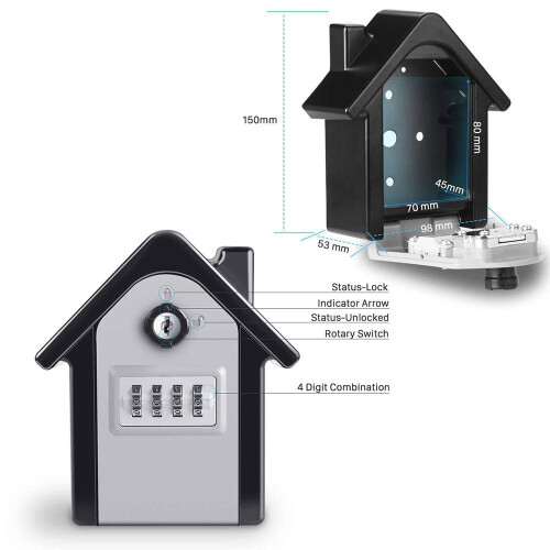tooloflife Wall Mounted Security Key Safe Box Adjustable 4 Digit Combinations Lock for Home 2