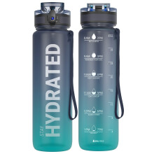 32oz Motivational Water Bottle with Time Marker Tritan BPA Free Leakproof Wide Mouth