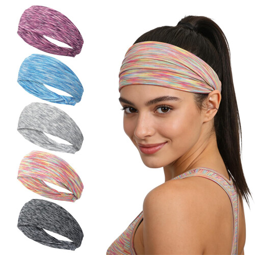 5-piece headband - soft, elastic, non-slip, and sweat-absorbent.