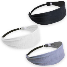 Adjustable non-slip sports headband in black, gray, and white, suitable for yoga, running, and soccer.