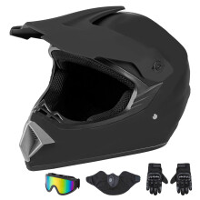 Casque intégral de motocross pour adulte, homologué DOT, noir mat et bleu, pour quad, moto tout-terrain et motocross.