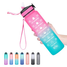 32-Unzen-Wasserflasche mit Zeitmarkierung und Strohhalm, auslaufsicher, motivierend für Fitness und Sport