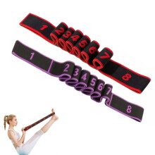 Adjustable, clear digitally marked resistance band for home fitness.