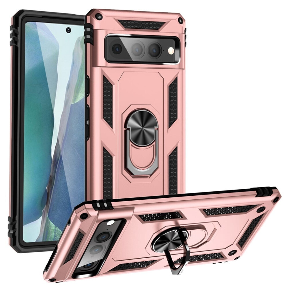 Google Pixel 7 Pro 6.4-Inch Case – Impact-Resistant, Magnetic Ring, Kickstand, Drop Protection, Rose Compatible With Google Pixel 7 Pro Gold 9489952006710