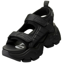 (6.5) Buffalo Binary Track Vegan Womens Platform Sandals in Black