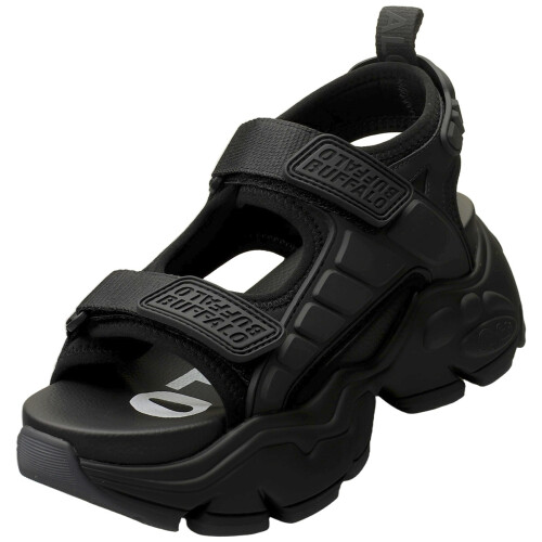 Buffalo (6.5) Buffalo Binary Track Vegan Womens Platform Sandals in Black