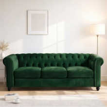 (3 Seater, Green) Hampton Chesterfield Sofa Set 2 Seater, 3 Seater, Armchair Plush Velvet Couch Tufted Design