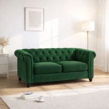 (2 Seater, Green) Hampton Chesterfield Sofa Set 2 Seater, 3 Seater, Armchair Plush Velvet Couch Tufted Design