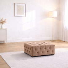 (Mink Velvet, Footstool) Luxury Chesterfield Chaise Sofa Longue Plush Velvet L Shape Corner Settee Couch
